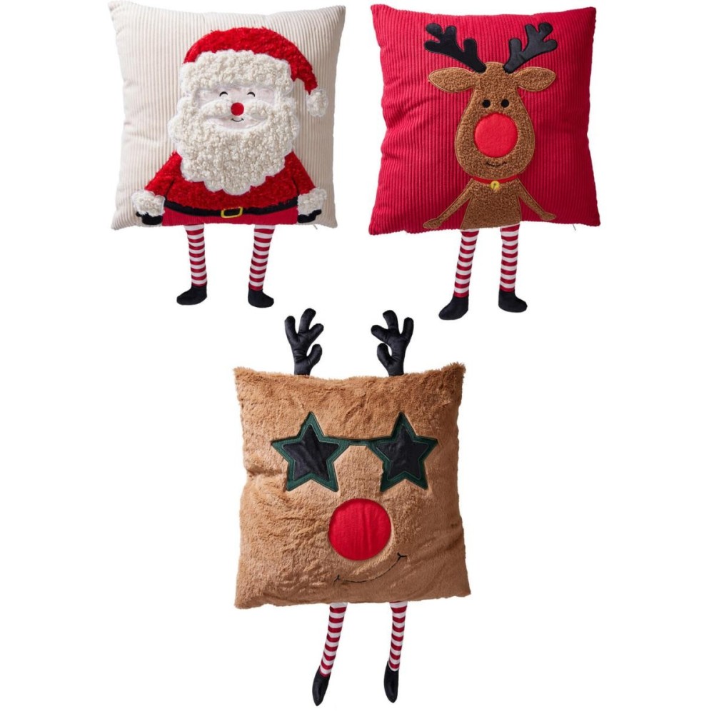 CUSCINO NATALIZIO 3 SOGGETTI PIEDI PENDENTI 45X45